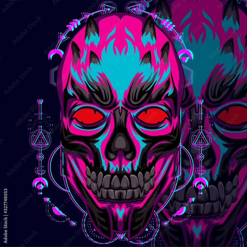 Fototapeta premium GLITCH SKULL GEOMRTRIC