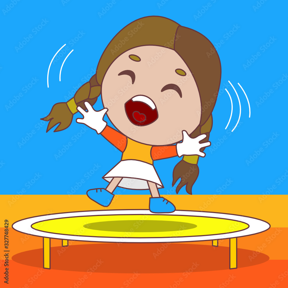 emoticon with chibi girl that is having fun while bouncing and jumping
