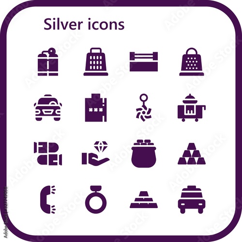 Modern Simple Set of silver Vector filled Icons