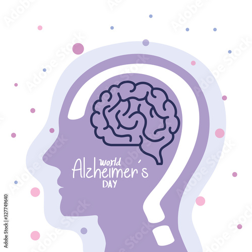 world alzheimer day with head profile vector illustration design