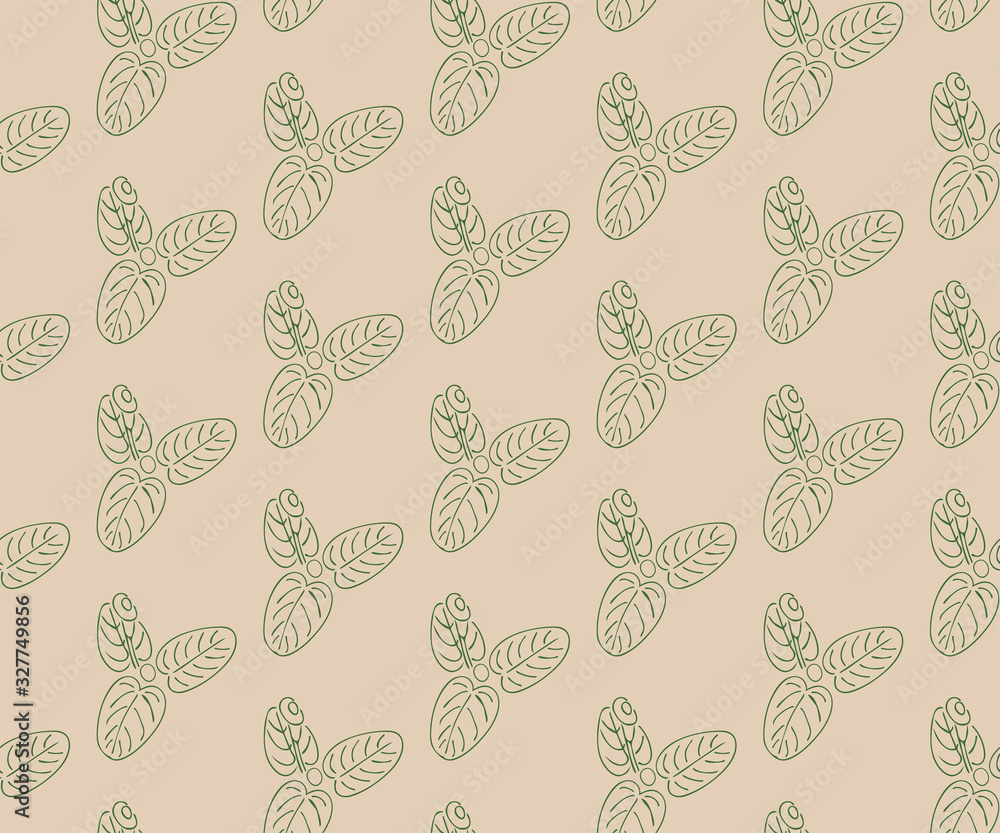 Hand drawn seamless pattern with leaves. Vector illustration. EPS 10