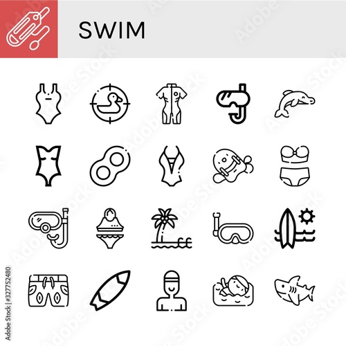 swim icon set