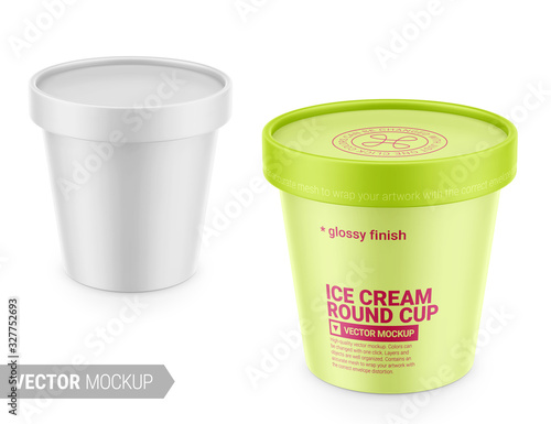 White matte plastic container vector mockup.