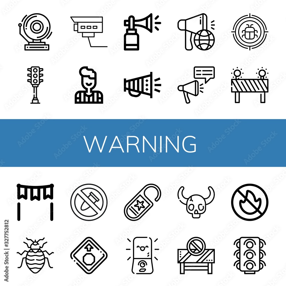 warning simple icons set