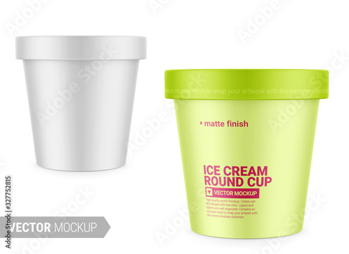 White matte plastic container vector mockup.