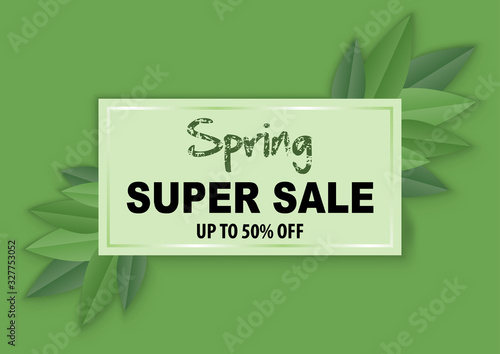 Spring Sale Banner with Pap...