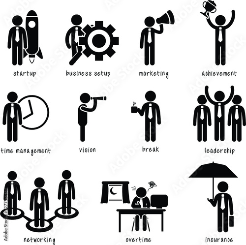 Stickman business icons