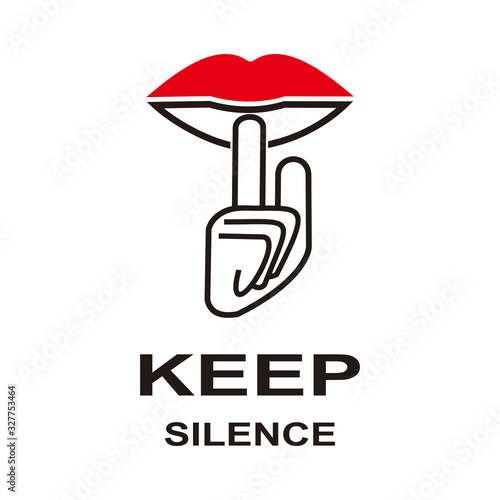 keep silence icon, logo design template