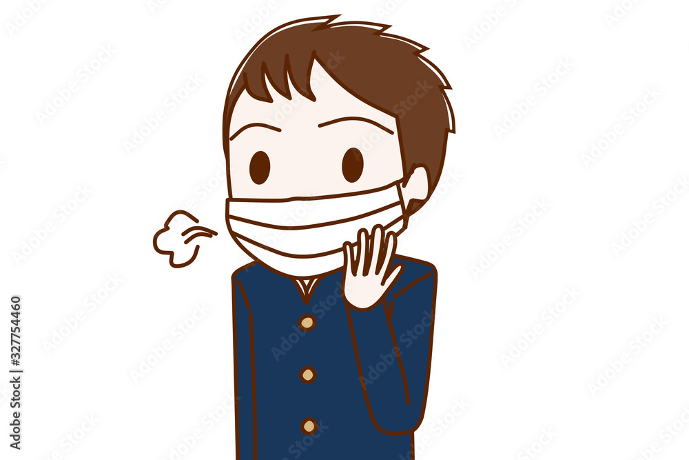 マスク姿の男子学生