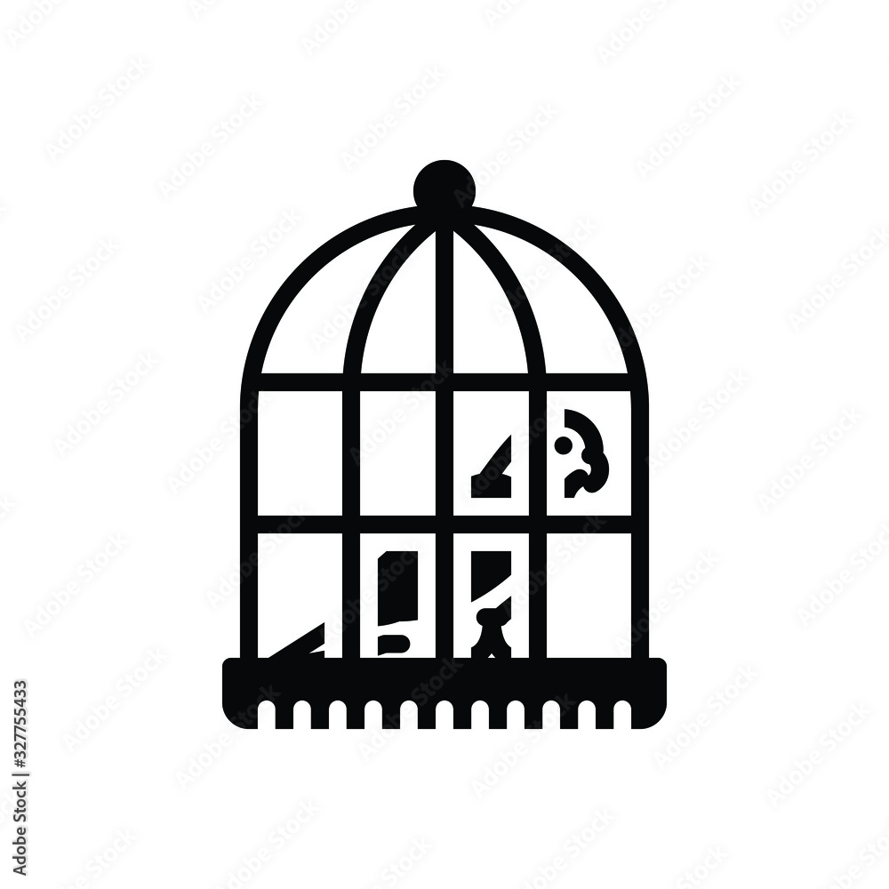 Black solid icon for parrot in a cage Black solid icon for parrot in a cage