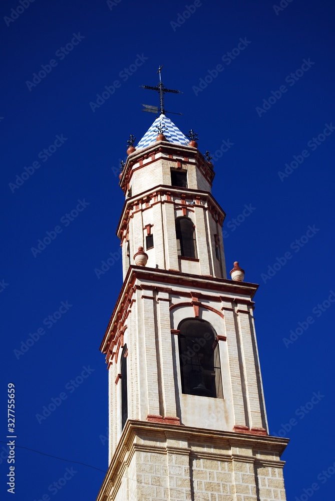 View of the Lady Victoria Church bell tower (Iglesia de Nuestra Senora de la Victoria), Osuna, Spain.
