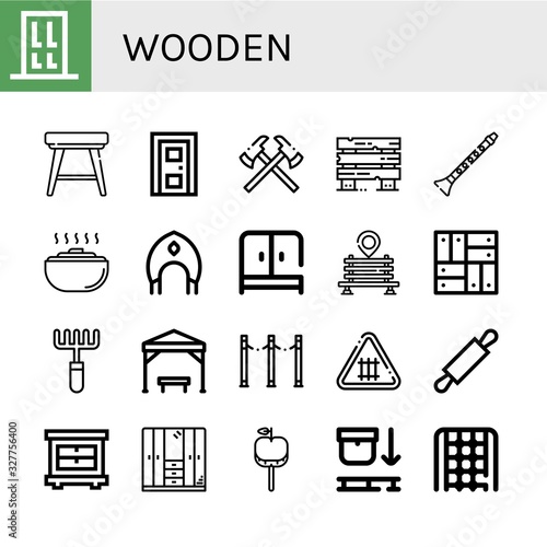 Set of wooden icons
