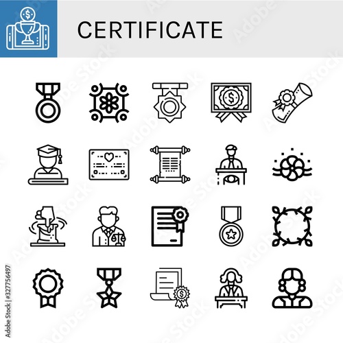 certificate simple icons set