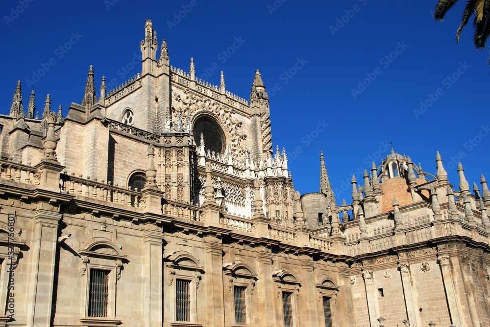 View of Saint Mary of the See Cathedral, Seville, Spain.