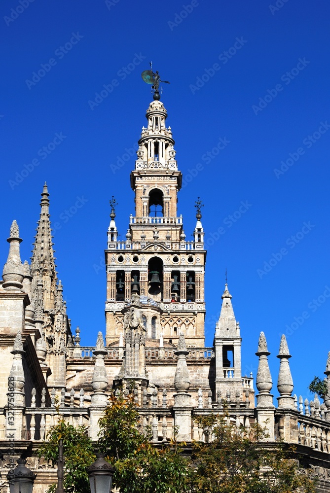 Saint Mary of the See Cathedral and La Giralda Tower, Seville, Spain.