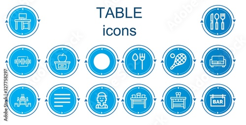 Editable 14 table icons for web and mobile