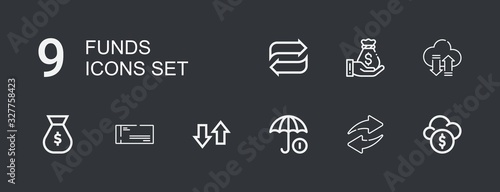 Editable 9 funds icons for web and mobile