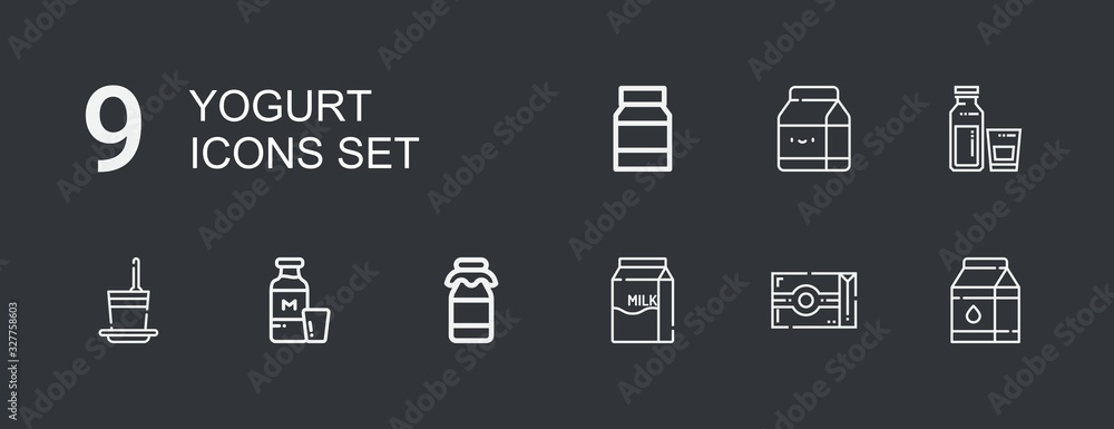 Editable 9 yogurt icons for web and mobile Editable 9 yogurt icons for web and mobile