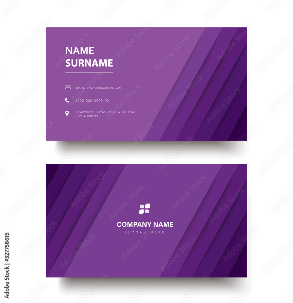 Fototapeta premium modern purple lines double sided business card template vector eps10