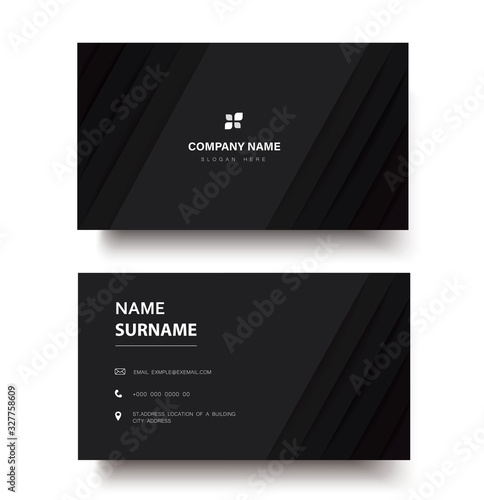 modern black lines double sided business card template vector eps10