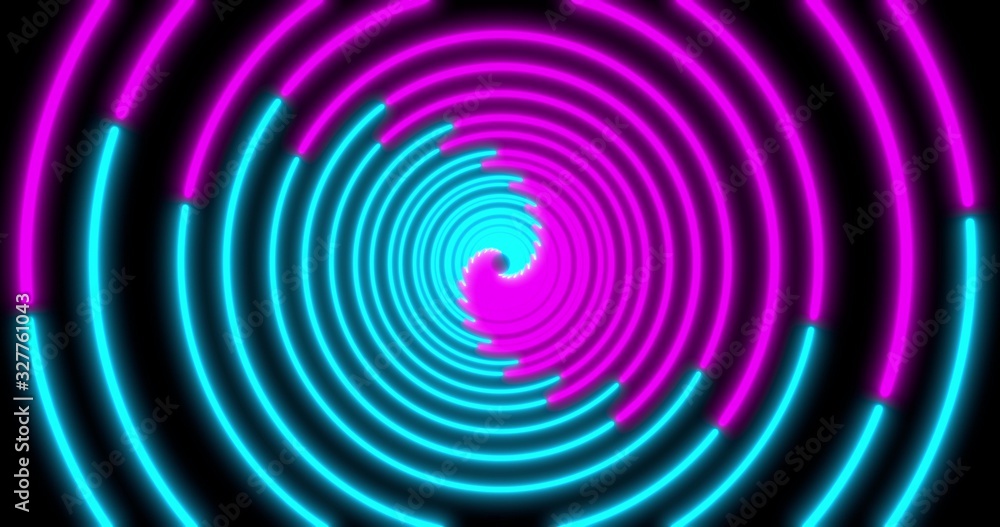 Neon Circle background with LED Fluorescent tunnel. Ultraviolet abstract blue, purple color. . 3D illustration Neon Circle background with LED Fluorescent tunnel. Ultraviolet abstract blue, purple color. . 3D illustration
