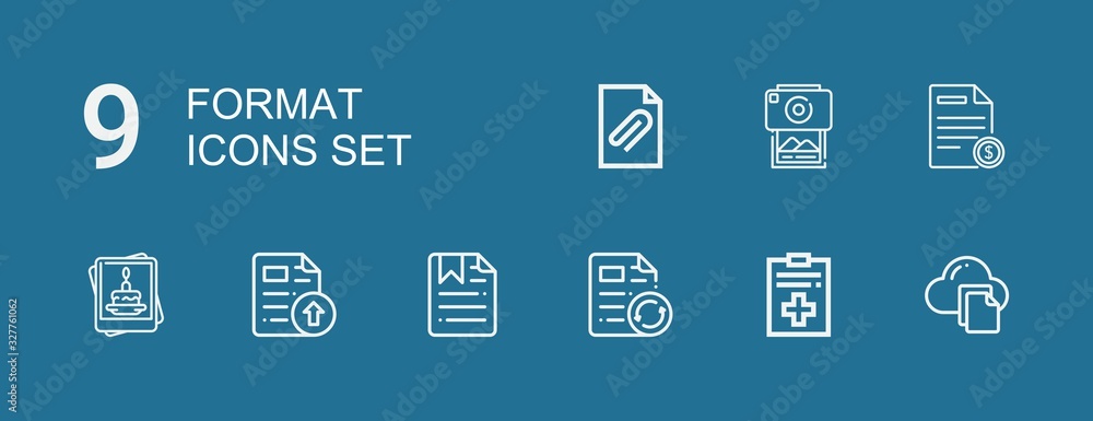 Editable 9 format icons for web and mobile Editable 9 format icons for web and mobile