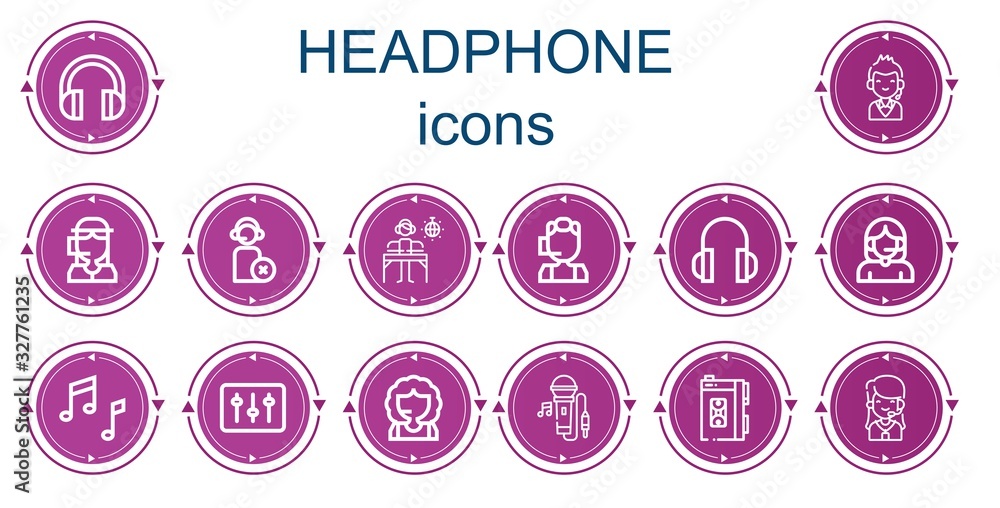 Editable 14 headphone icons for web and mobile Editable 14 headphone icons for web and mobile