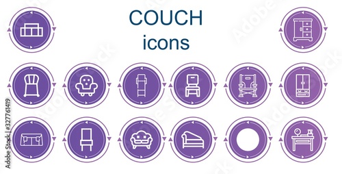 Editable 14 couch icons for web and mobile