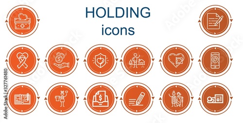 Editable 14 holding icons for web and mobile