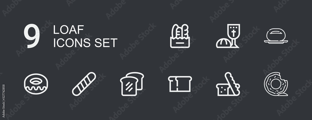 Editable 9 loaf icons for web and mobile Editable 9 loaf icons for web and mobile