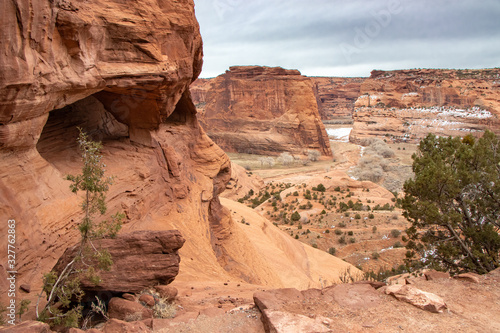 Rock Formations, Jagged Edges, and Winding Valleys of Canyon de Chelly - Navajo Nation, Arizona, USA