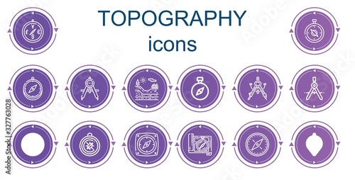 Editable 14 topography icons for web and mobile