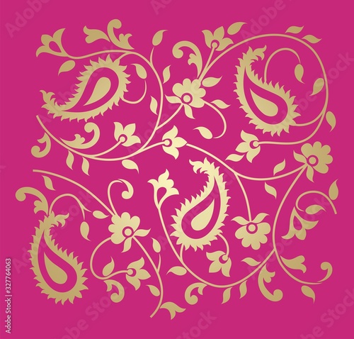 traditional paisley floral pattern , textile , Rajasthan, India 