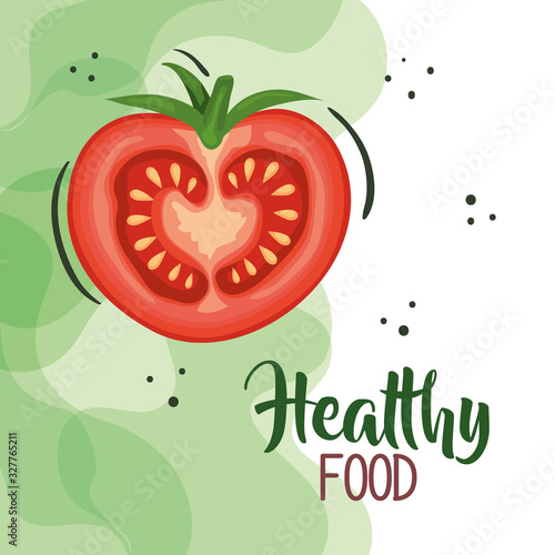vegan food poster with tomato vector illustration design