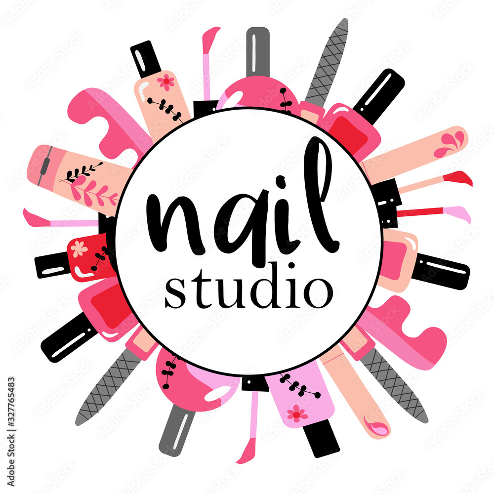Vector logotype design for nail salon, studio, bar, spa, boutique. Nail art  labels with sample text. Set of nail salon logo templates. Stock Vector |  Adobe Stock