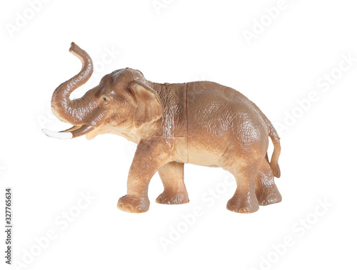 Plastic elephant doll isolated on white background