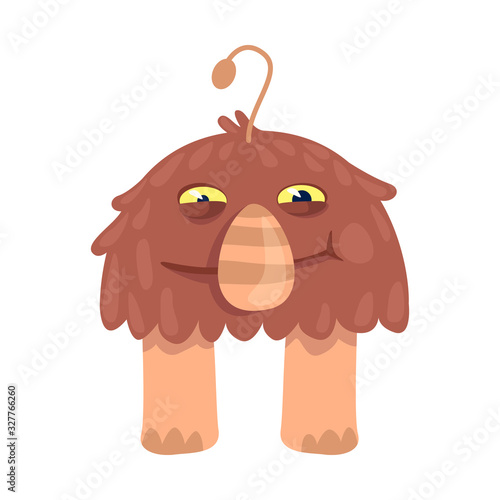 Brown alien flat cartoon vector illustration. Fantastic animal, unearthly creature. Ready to use 2d character template for commercial, animation, printing design. Isolated comic hero