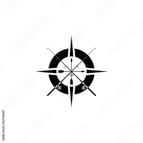 Fishing compass icon, logo isolated on white background