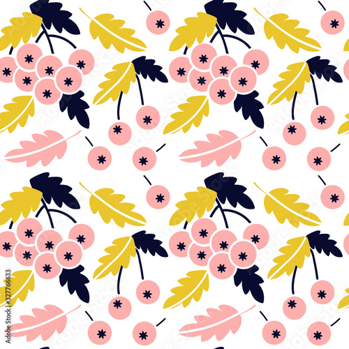 Mountain ash seamless pattern for fabric, wrapping paper, packaging, invitations and cards