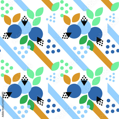 Blueberries seamless pattern for use as fabric, bed linen design, wrapping paper, textile, wallpaper