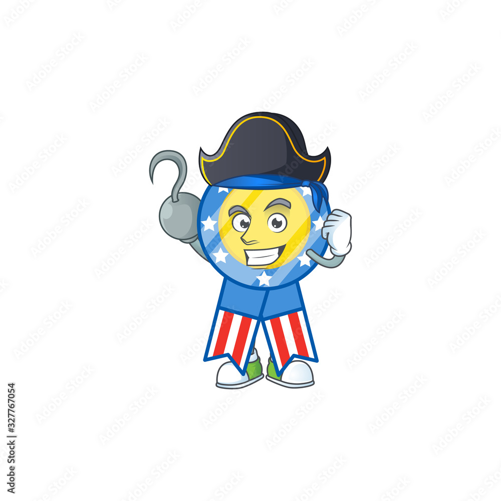 Calm one hand Pirate USA medal mascot design wearing hat Calm one hand Pirate USA medal mascot design wearing hat