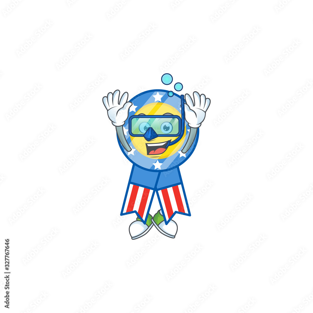 A mascot icon of USA medal wearing Diving glasses