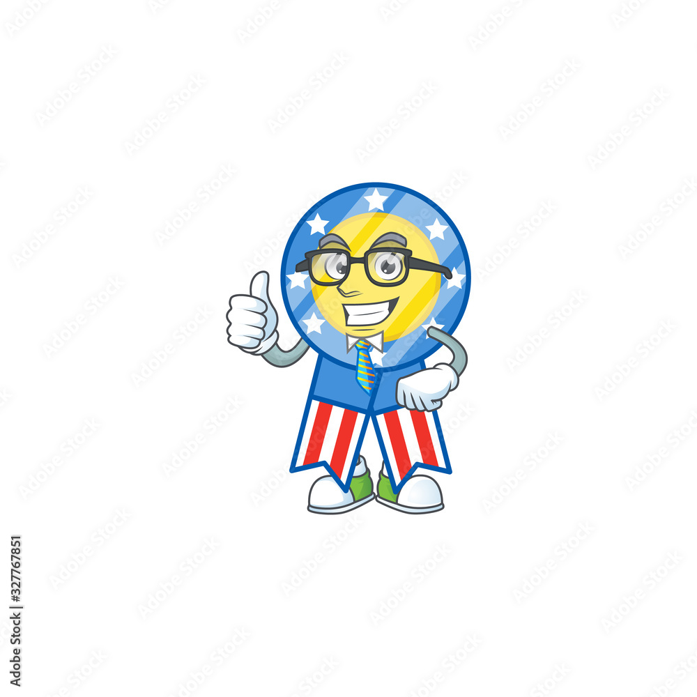 USA medal cartoon successful Businessman wearing glasses