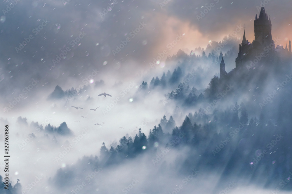 Naklejka premium zimowy krajobraz fantasy