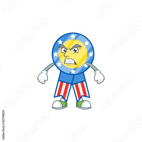 cartoon character of USA medal with angry face