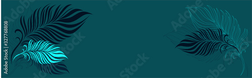 mural apron of feathers on a turquoise background