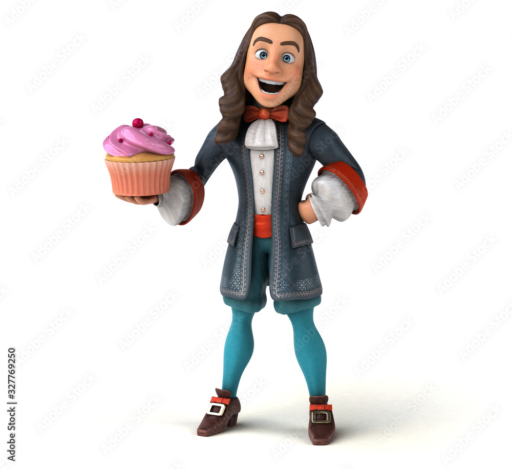 3D Illustration of a cartoon man in historical baroque costume 3D Illustration of a cartoon man in historical baroque costume