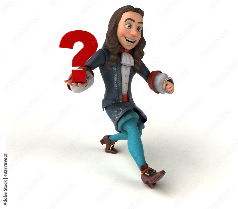 3D Illustration of a cartoon man in historical baroque costume 3D Illustration of a cartoon man in historical baroque costume