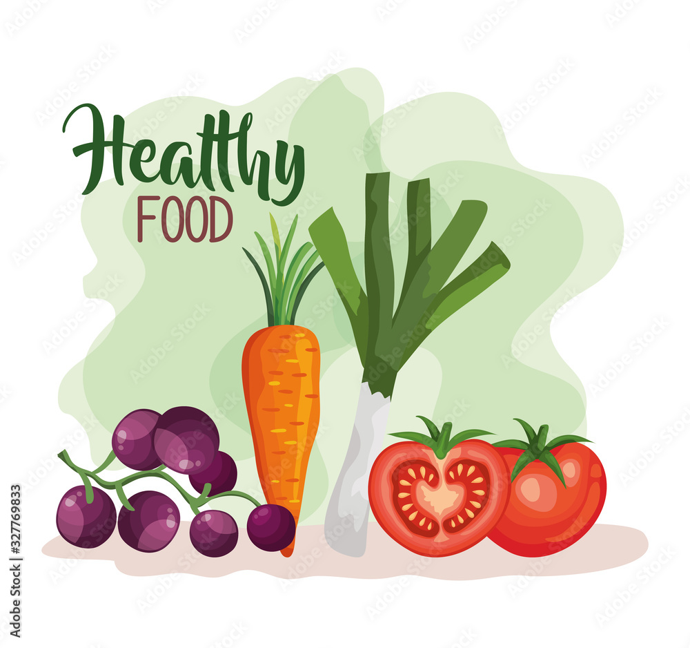 Plakat vegan food poster with tomatoes and vegetables vector illustration design