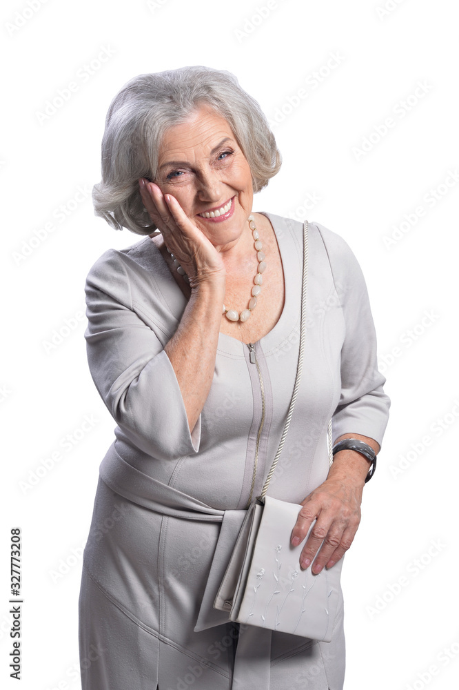 Portrait of happy senior woman wearing light dress Portrait of happy senior woman wearing light dress